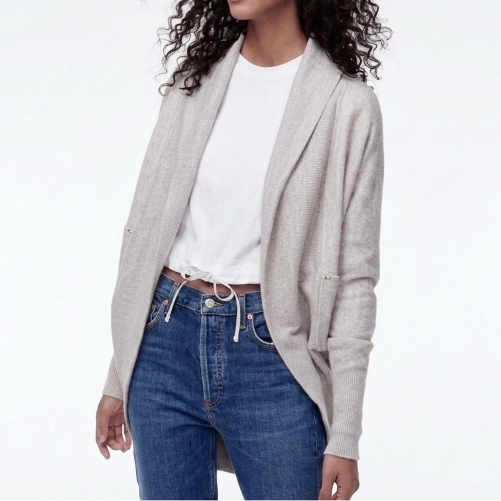 WILFRED Diderot Cardigan Heathered Oatmeal Cocoon Knit Sweater Boho Soft Girl XS
